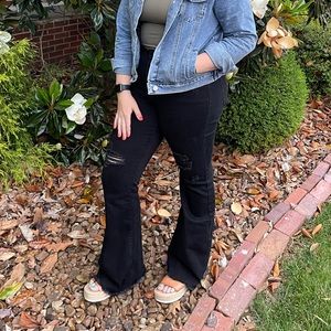 Kancan Signature KURVY Ultra High Rise Flare Ripped Black Jeans